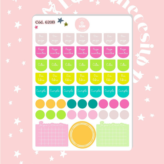 Pack sticker Esenciales para tu planner Summer P02