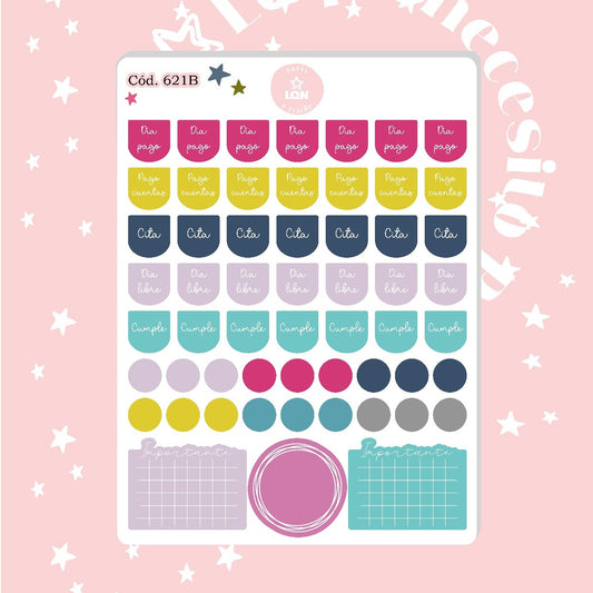 Pack sticker Esenciales para tu planner Sunset P02
