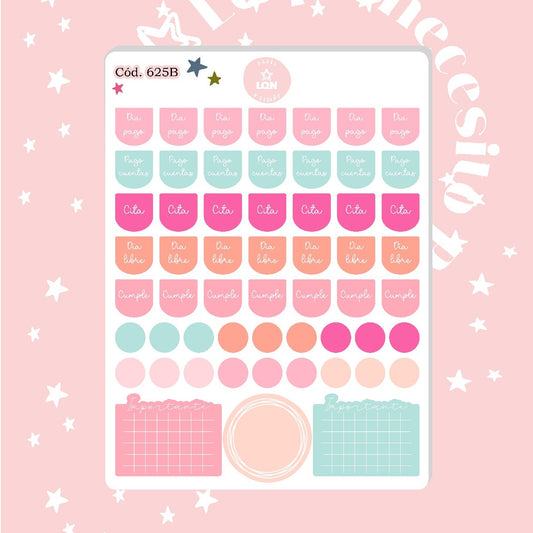 Pack sticker Esenciales para tu planner Wonderful P02