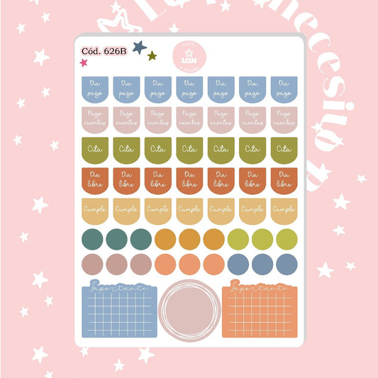 Pack sticker Esenciales para tu planner Boho P02