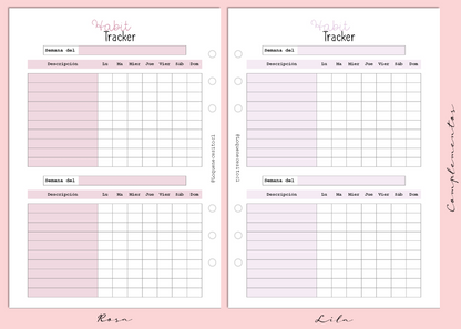 Insert A5 Habit tracker (Seguimiento de hábitos)
