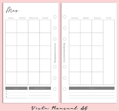 Planner de discos A6 Floral Minimalista