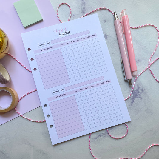 Insert A5 Habit tracker (Seguimiento de hábitos)