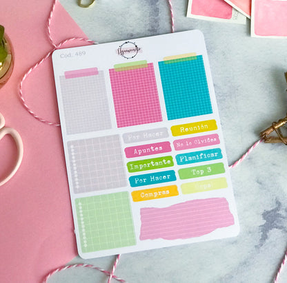 Pack sticker Esenciales para tu planner Summer P01