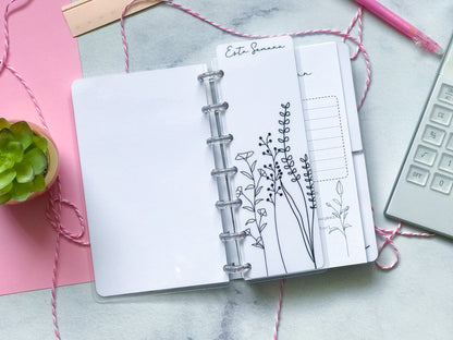 Planner de discos A6 Floral Minimalista