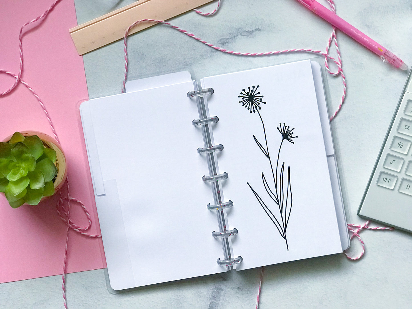 Planner de discos A6 Floral Minimalista