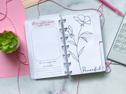 Planner de discos A6 Floral Minimalista