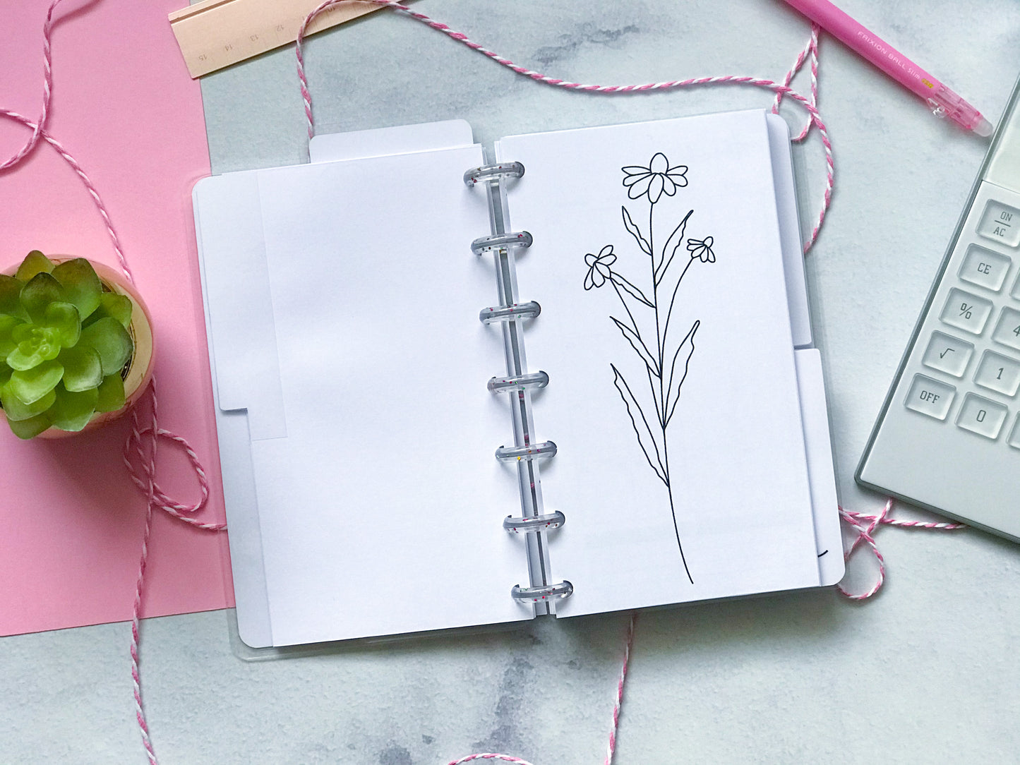 Planner de discos A6 Floral Minimalista