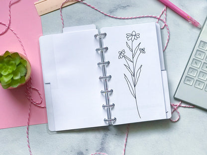 Planner de discos A6 Floral Minimalista
