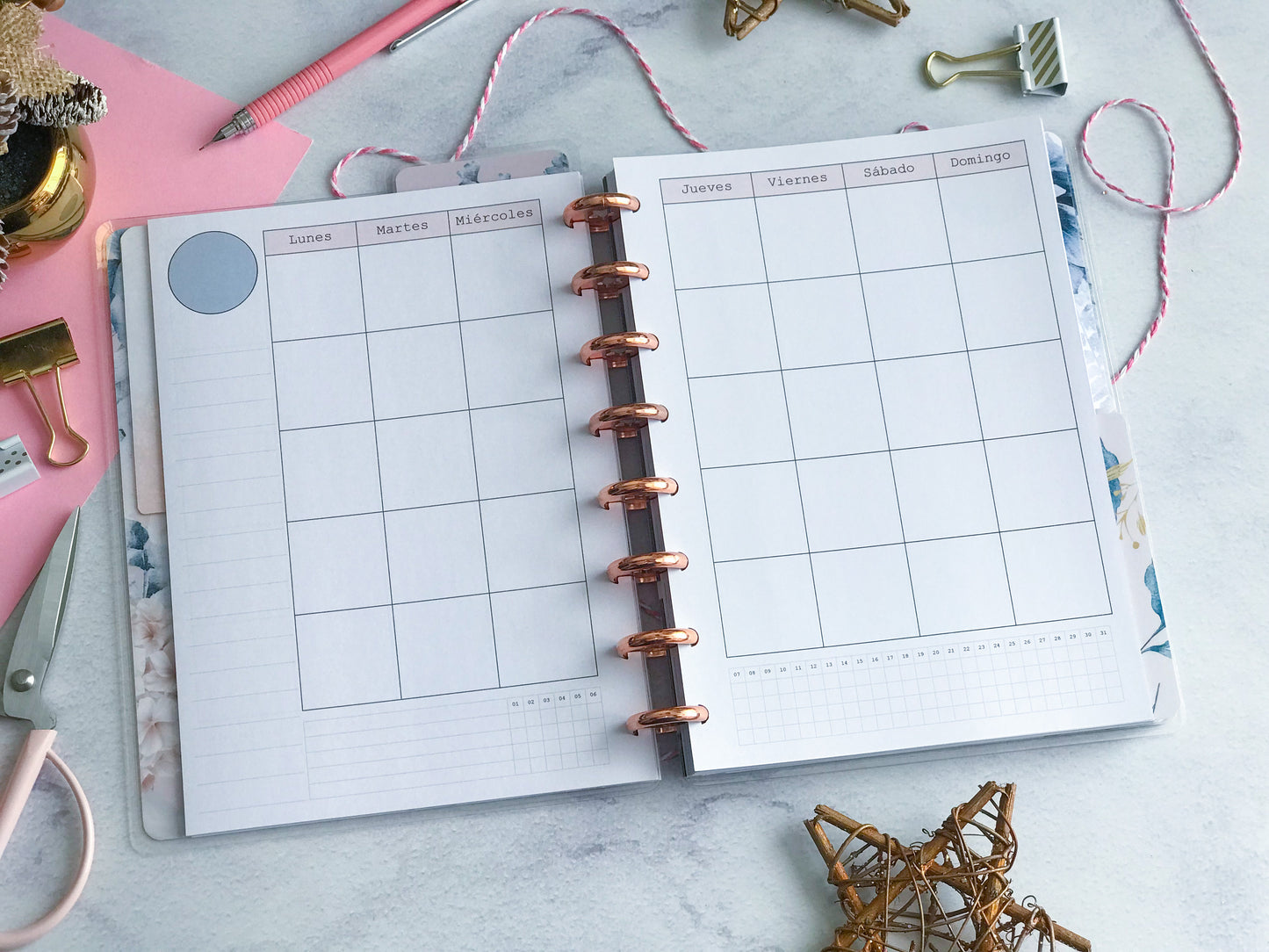 Planner de discos A5 Floral Blue