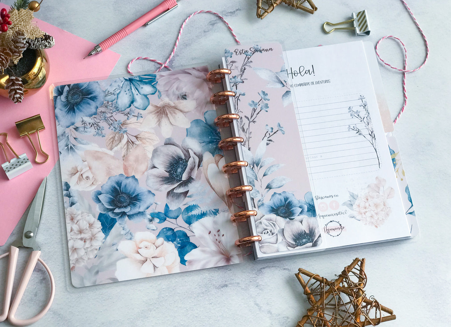Planner de discos A5 Floral Blue