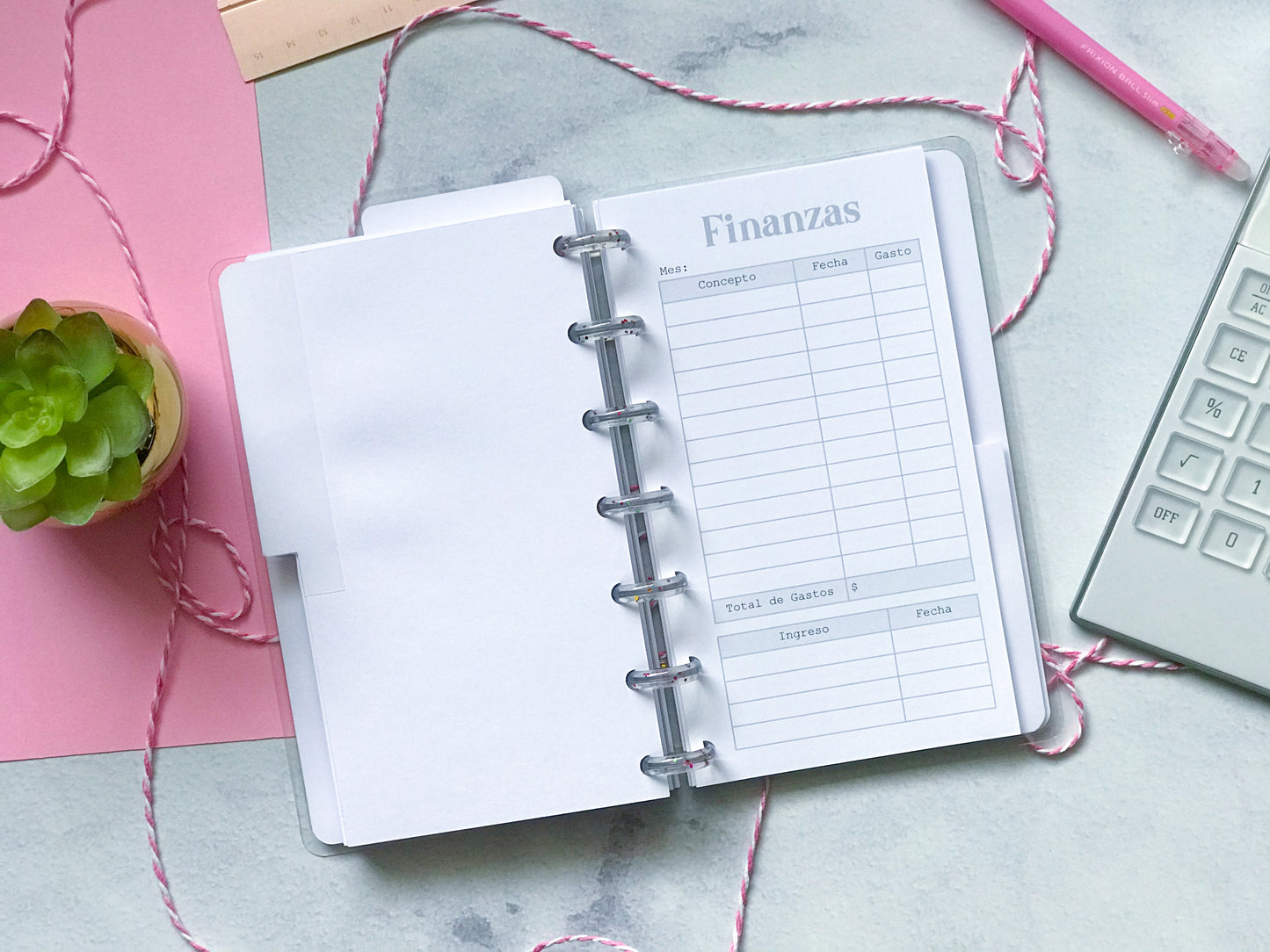 Planner de discos A6 Floral Minimalista