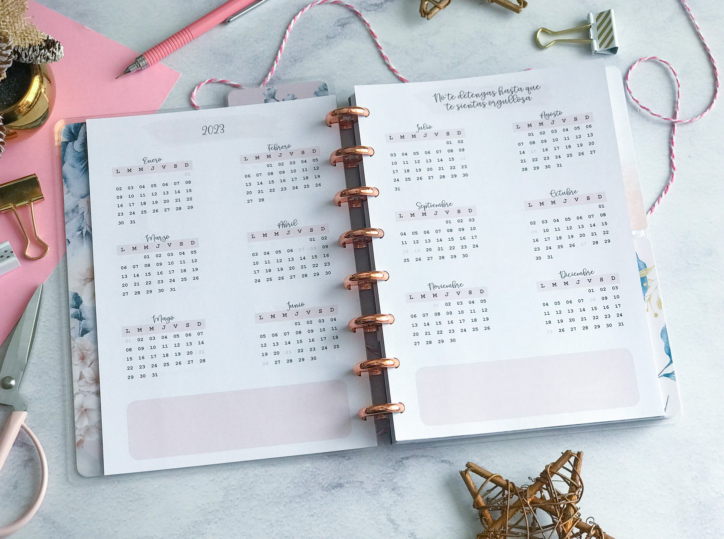 Planner de discos A5 Floral Blue