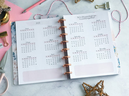 Planner de discos A5 Floral Blue