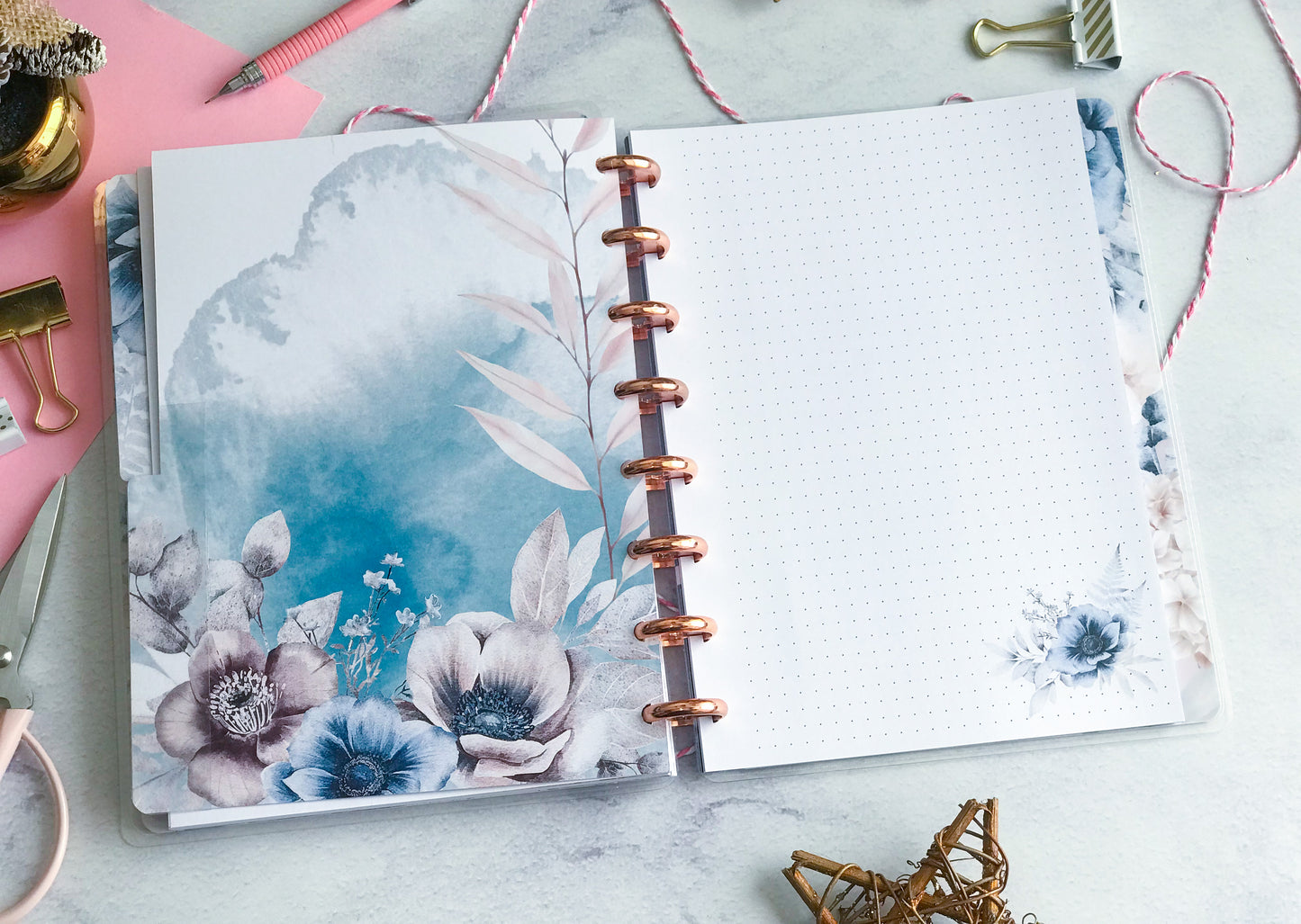Planner de discos A5 Floral Blue