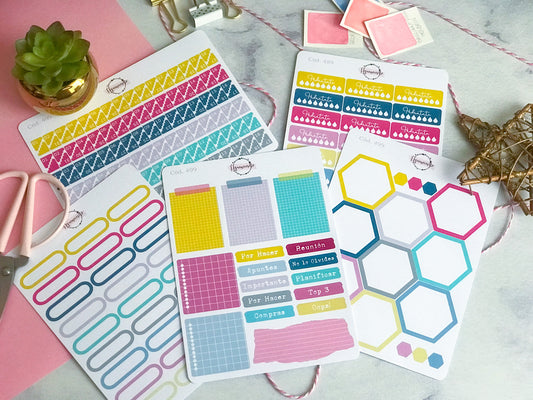 Pack sticker Esenciales para tu planner Sunset P01