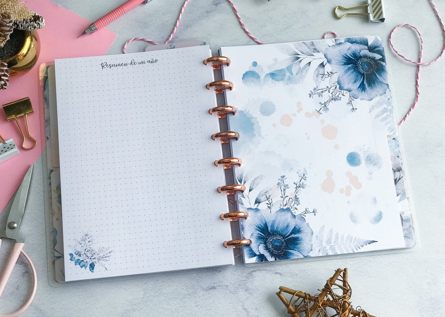 Planner de discos A5 Floral Blue