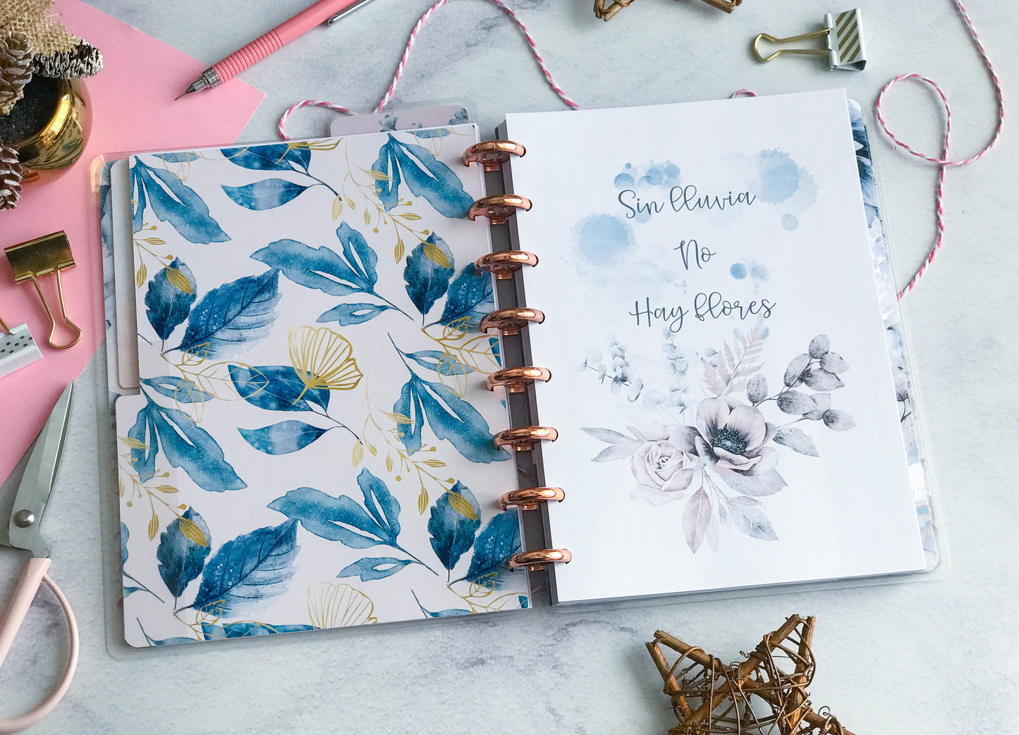 Planner de discos A5 Floral Blue