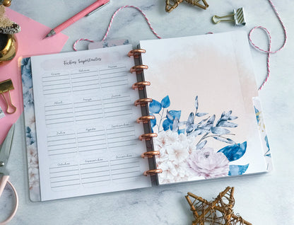 Planner de discos A5 Floral Blue