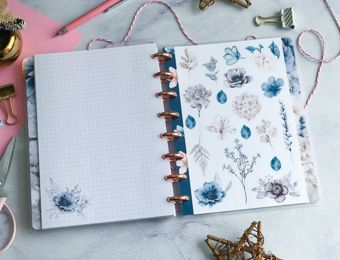 Planner de discos A5 Floral Blue