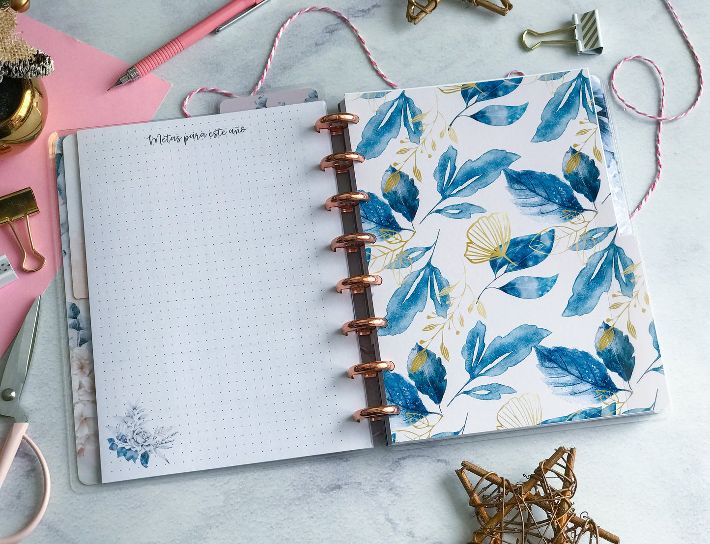 Planner de discos A5 Floral Blue