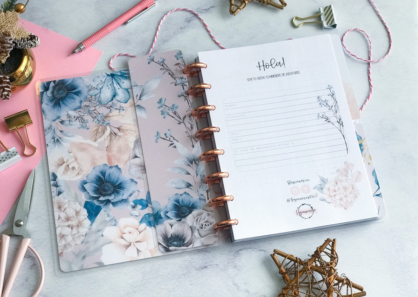 Planner de discos A5 Floral Blue