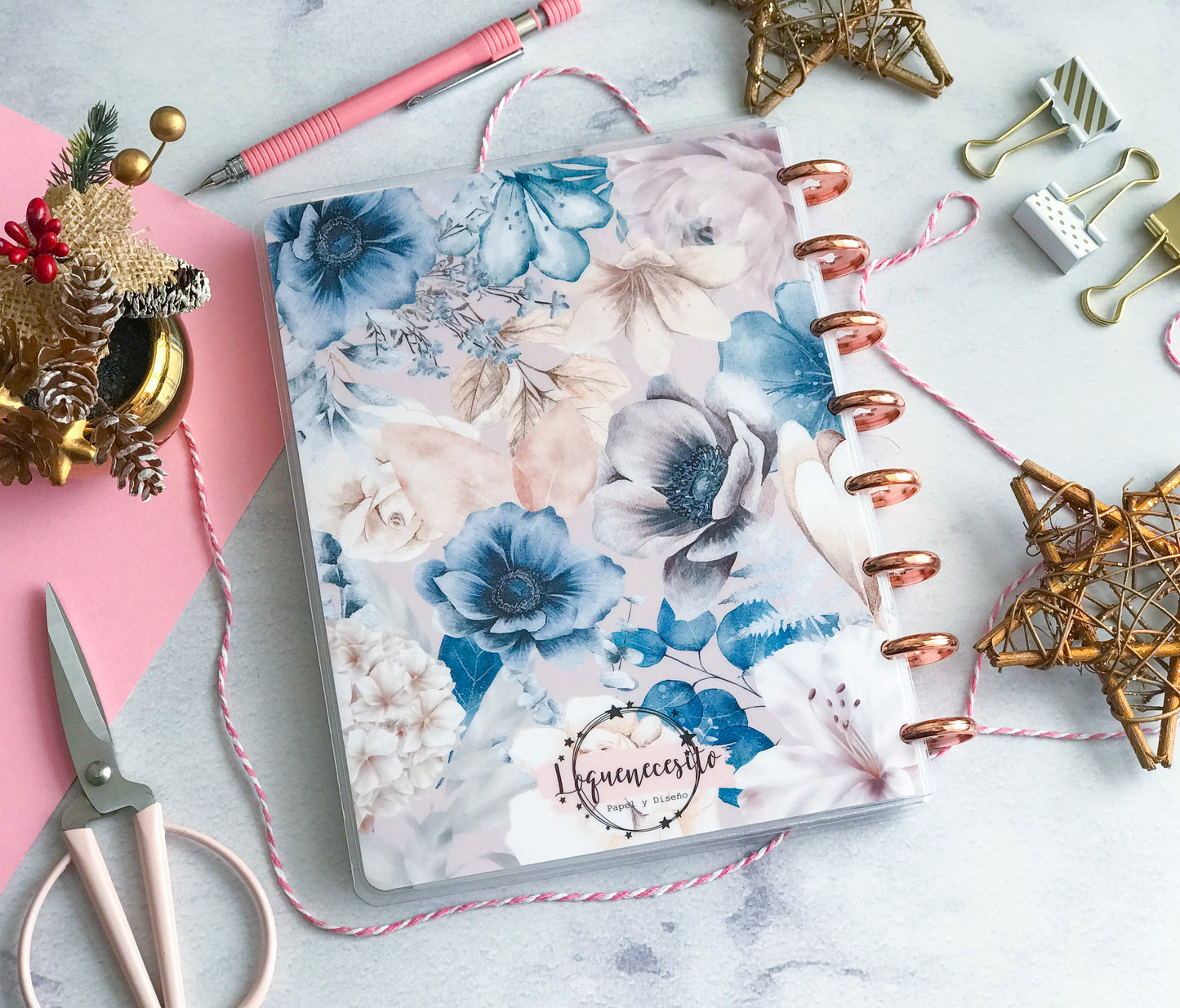 Planner de discos A5 Floral Blue